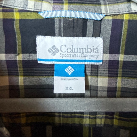 Columbia Mens Button Up Dress Shirt Navy Blue Yellow and White Plaid Size XXL - Picture 4 of 9